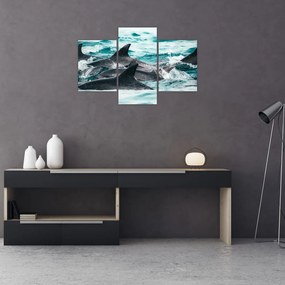 Tablou - Delfini în ocean (90x60 cm)