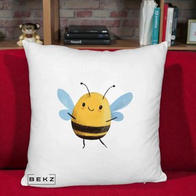 Perna Decorativa Buburuza pe Trifoi cu Patru Foi, 40x40 cm, Alb Pufos, Husa Detasabila, Perna Inclusa, BEKZ®