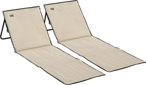Outsunny Set 2 Șezlonguri Pliabile cu Unghi Reglabil și Buzunar cu Fermoar, 142x51x40 cm, Albastru | Aosom Romania