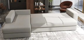 Colțar extensibil dumonde cu ladă de depozitare si sezut confortabil din spuma high-density, Gloria Enjoy Beige 320x183 cm