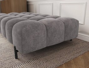 Taburet Tapitat cu Picioare Ferivo, gri velvet – Aura 04