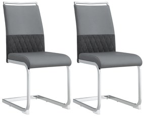 Set de 2 scaune moderne pentru sufragerie, cu spătar înalt, din PU și material textil, pentru bucătărie și birou, Gri