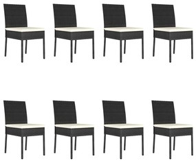 Set de mobilier de gradina, 9 piese, negru, poliratan Negru, 9