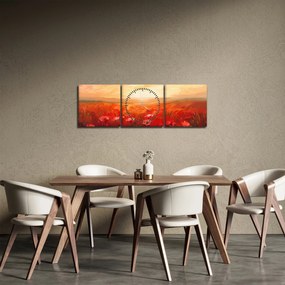 Tablou - Câmp de maci (cu ceas) (90x30 cm)