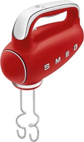 Mixer manual SMEG 50's Style HMF01RDEU, 250 W, 9 viteze, Functie Turbo, Afisaj LED, Timer, Accesorii, Rosu