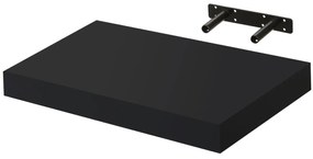 Polita perete cu suport fixare ascuns, 30x23.5x3.8 cm MDF Negru