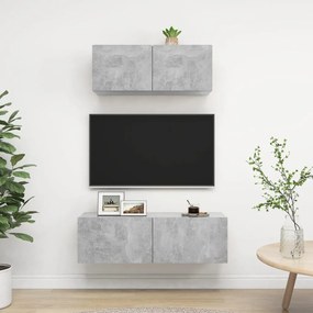 vidaXL Set de dulapuri TV, 2 piese, gri beton, lemn prelucrat