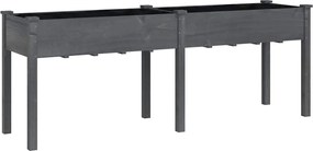 vidaXL Jardinieră cu căptușeală, gri, 203x53x76 cm, lemn masiv brad