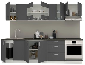 Set Bucatarie Karo haaus V22, Antracit/Alb, Blat Thermo 28 mm, L 280 cm