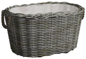 vidaXL Coș pentru lemne de foc cu mânere, gri, 59x42x28 cm, salcie