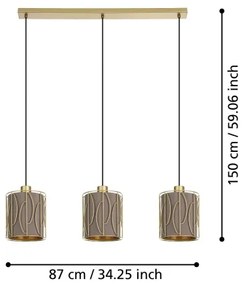 Lustră pe cablu Eglo 390207 COROJAL 3xE27/40W/230V auriu/maro
