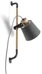 Lampa CHOUPETTE de perete glisanta negru-gri textil/lemn 230V E27 15W