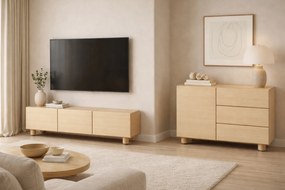 Comodă TV Arlo 150 cm cu trei uși - stejar Vicenza