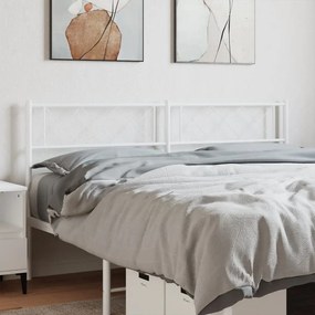 372360 vidaXL Tăblie de pat metalică, alb, 150 cm