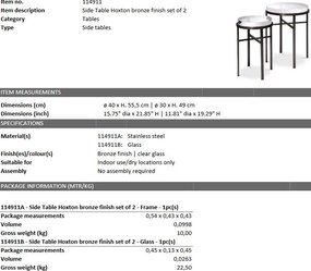 Set de 2 masute laterale design LUX Hoxton bronz 114911 HZ