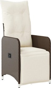 vidaXL Scaun de grădină rabatabil cu perne, maro, poliratan