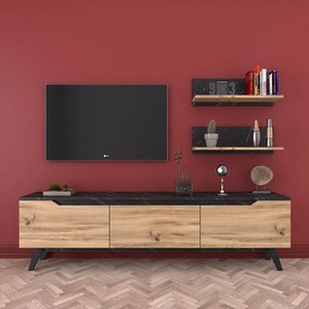Ansamblu Comoda TV Kasia Stejar-Negru 180x35x48.5 cm