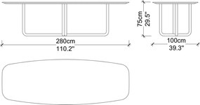 Masă lemn masiv de dining Giallo Personalizabilă - 300 cm