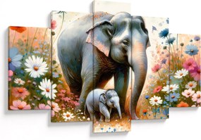 Tablou - Mama elefant, acuarelă (150x105 cm)