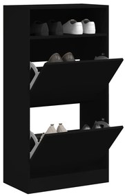 vidaXL Pantofar, negru, 60x34x116 cm, lemn compozit