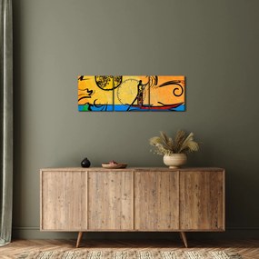 Tablou cu pictură străveche (cu ceas) (90x30 cm)