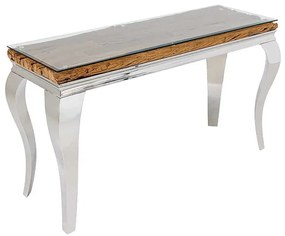 Consola, Lemn de Tec, Sticla, Otel Crom, MODERN BAROCK BARRACUDA 140cm