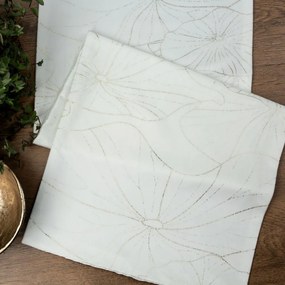 Traversa pentru masa din catifea albă cu imprimeu floral Lățime: 35 cm | Lungime: 220 cm