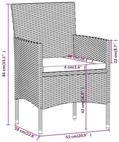 Set mobilier de gradina cu perne, 7 piese, negru Negru, Lungime masa 140 cm, 7