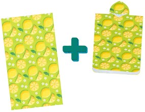 Set de plaja LEMONS – prosop 100×180 cm si poncho 80×145 cm, verde