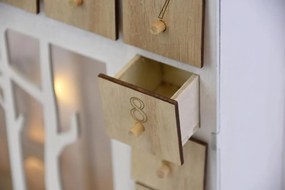 Calendar Crăciun din lemn cu LED și timer, motiv reni, 30x25