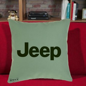 Perna Personalizata cu emblema Jeep, 40x40 cm, Verde, Husa Detasabila, Perna Inclusa, BEKZ®