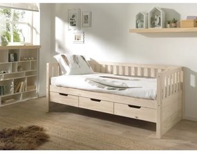 Pat Cabină Fritz 90x200 cm cu Sertare, pentru Copii, Pin Lăptos – Vipack