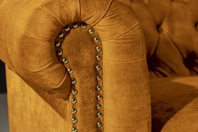 Canapea clasica stil englezesc Chesterfield 3 locuri, galben mustar
