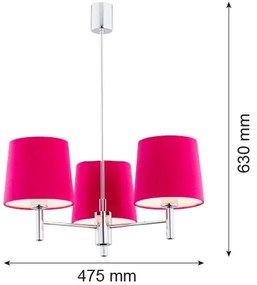 Lustră pe tijă BOLZANO 3xE27/15W/230V roz/crom lucios Argon 1382