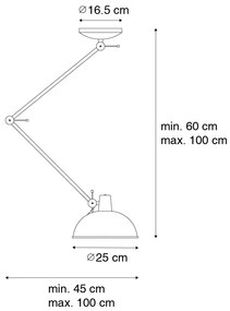 Plafoniera retro neagră cu bronz - Milou