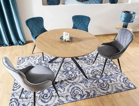 Masa de dining din stejar cu picioare negre ASTER 120x120