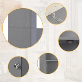 Dulap de baie colțar cu două rafturi, Gri | Aosom Romania