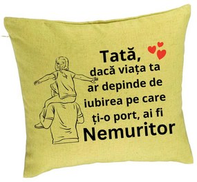 Perna Decorativacu Text pentru Tata 8, 40x40 cm, Verde, Husa Detasabila, Burduf