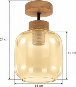 BRILAGI - Plafonieră LED aplicată R GLASS 1xE27/60W/230V pr. 14cm stejar/bej fumuriu