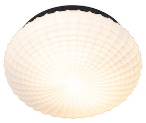 Plafoniera clasică neagră cu sticlă opalescentă 30 cm IP44 - Nohmi