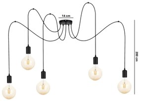 Lustră pe cablu MIROS 5xE27/60W/230V neagră