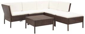 48939 vidaXL Set mobilier de grădină cu perne, 6 piese, maro, poliratan