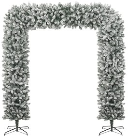 Arcada pom de Craciun cu zapada pufoasa, 240 cm 1, Alb si verde, 240 cm