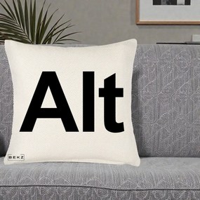 Perna Personalizata Tasta Alt Tipografie Bold, 40x40 cm, Crem Reliefat, Husa Detasabila, Perna Inclusa, BEKZ®