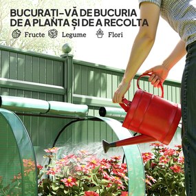 Outsunny Seră Portabilă Tip Tunel 4x1x0.8 m cu 4 Uși cu Fermoar, Acoperire PVC Rezistentă la Apă/UV | Aosom Romania