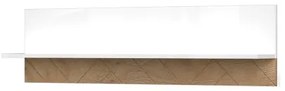 Etajera suspendata din pal si MDF, Avis VP128/AV Large Alb / Nuc Pacific, l128xA21xH35 cm
