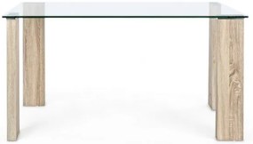 Masa dining pentru 6 persoane transparenta/bardolino din sticla temperata, 140 cm, New Arley Bizzotto