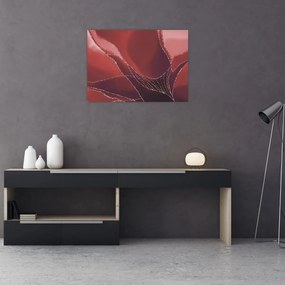 Tablou pe sticlă - Floare abstractă roșie N⁰2 (70x50 cm)