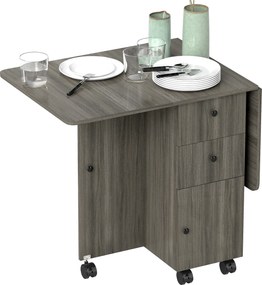 HOMCOM Masă Extensibilă pe 6 Roți cu 2 Sertare și Dulap cu Uși, din Lemn, 120x60x76.5 cm, Gri | Aosom Romania