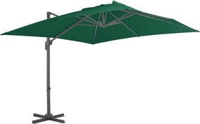 vidaXL Umbrelă în consolă cu stâlp din aluminiu, verde, 300x300 cm